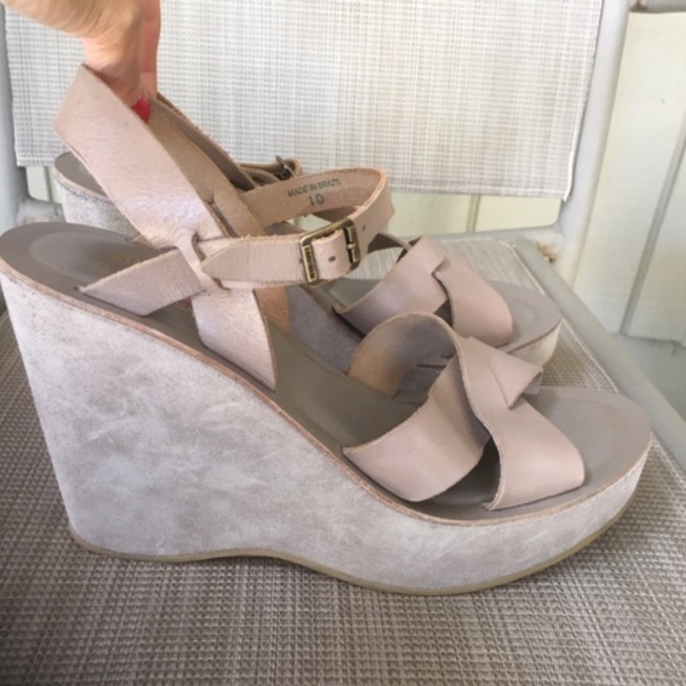 Kork Ease Leather Ava Sandal Platform Wedge Heels Gem